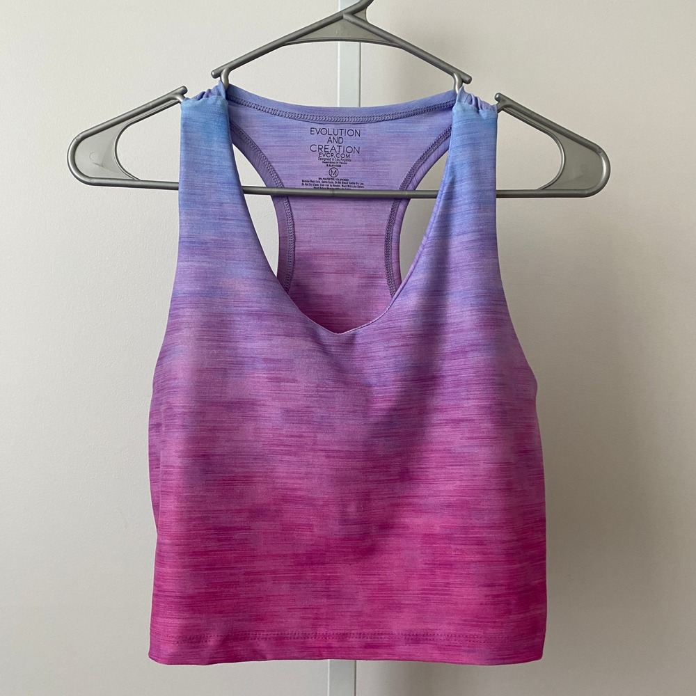 Evolution and Creation Sporty Chic Yoga Ombre Racerback Crop Tank M Pink